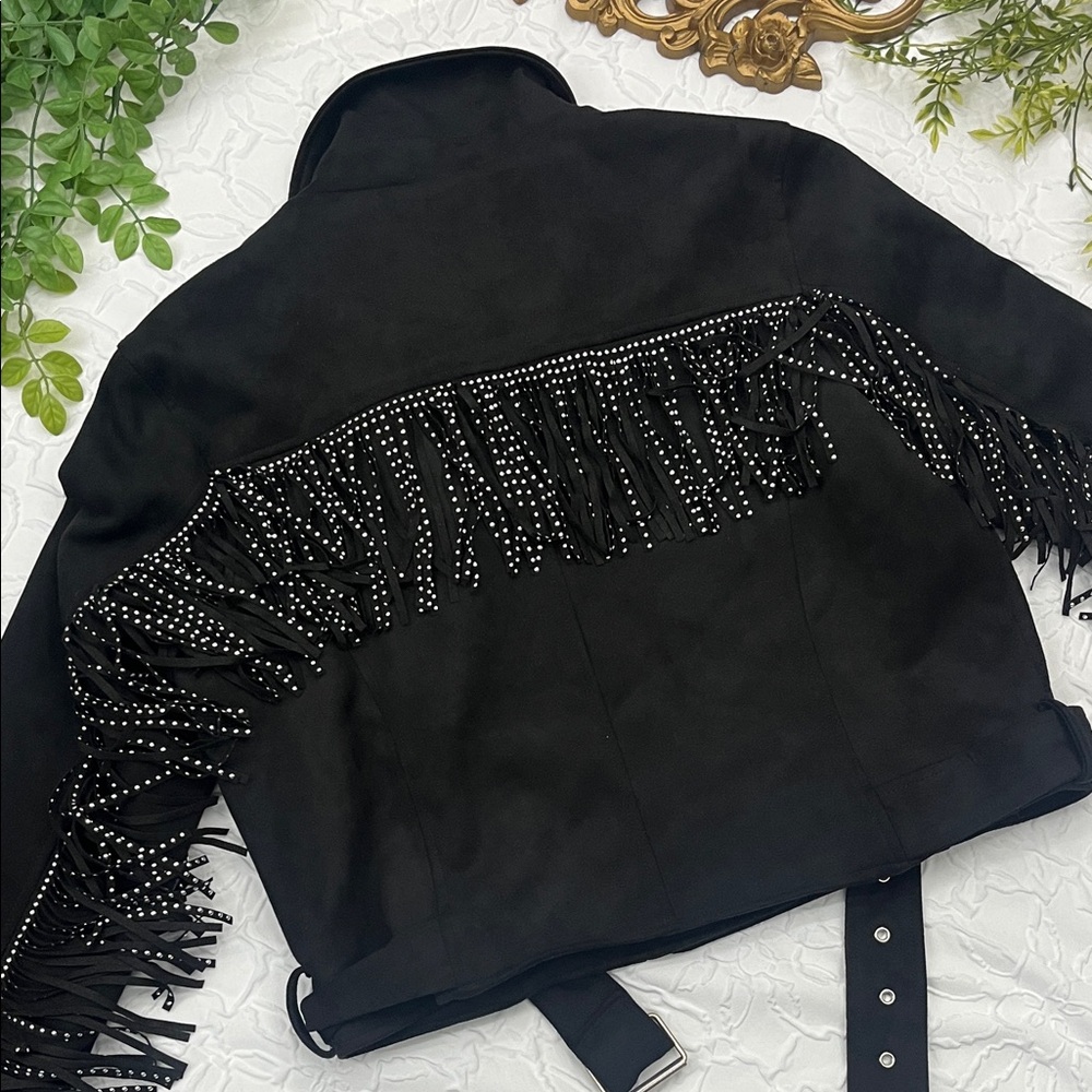 Vigoss Black Jacket with Fringe and Studs
